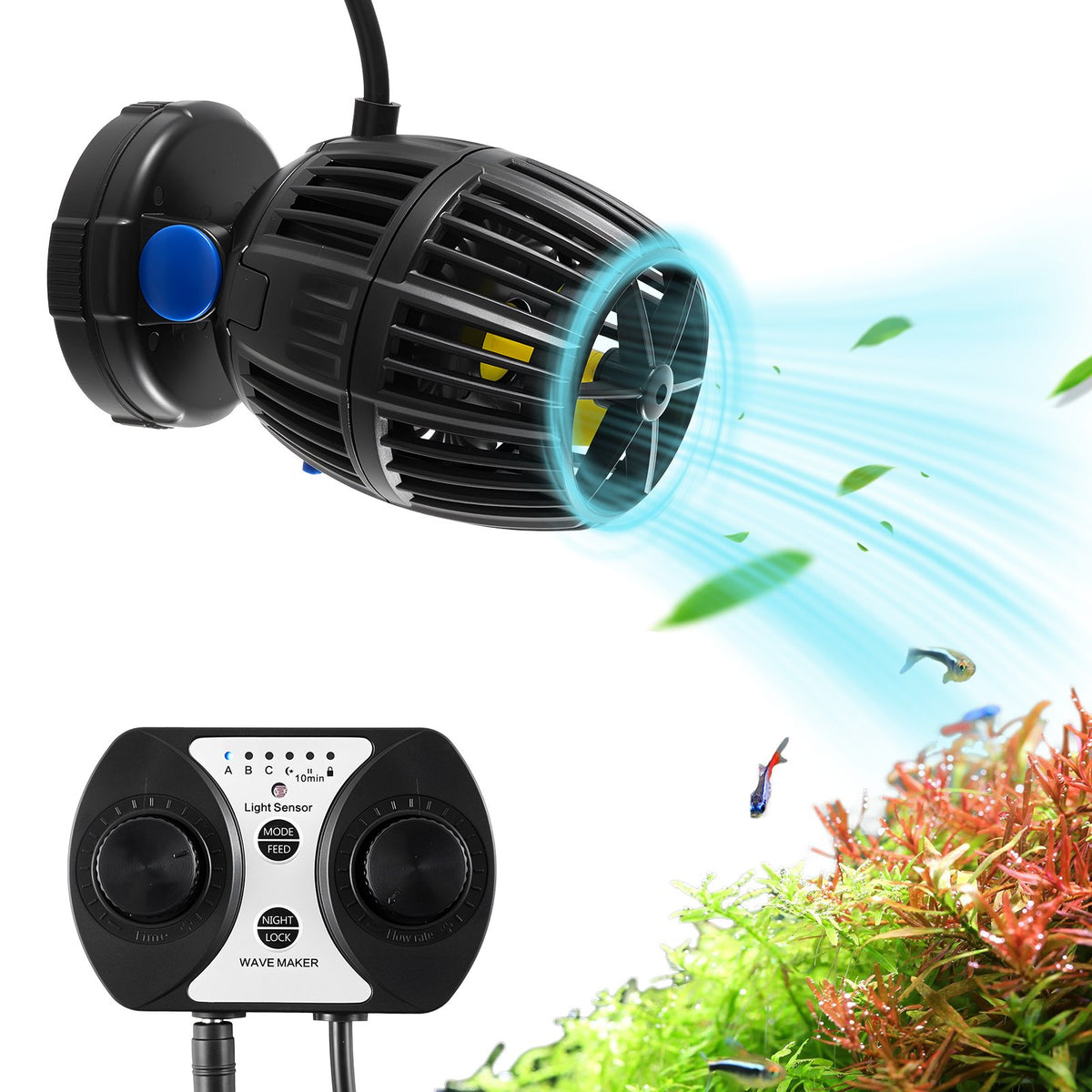 VEVOR Aquarium Wave Maker, 40W, 3963 GPH Quiet and Strong DC Powerhead, Adjustable Fish Tank Circulation Pump with Controller, Strong Magnetic Base, 360° Rotating Wavemaker, for Freshwater Saltwater - DKZQDSZZLJMN35L11001V1 - view 1
