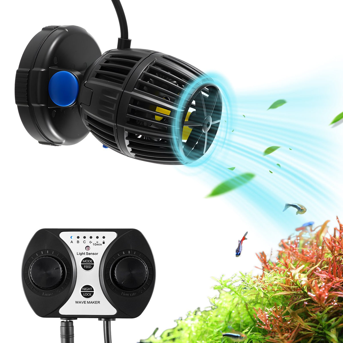 VEVOR Aquarium Wave Maker, 10W, 1057 GPH Quiet and Strong DC Powerhead, Adjustable Fish Tank Circulation Pump with Controller, Strong Magnetic Base, 360° Rotating Wavemaker, for Freshwater Saltwater - DKZQDSZZLJMNVJMXF001V1 - view 1