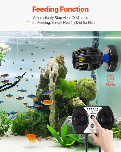VEVOR Aquarium Wave Maker, 10W, 1057 GPH Quiet and Strong DC Powerhead, Adjustable Fish Tank Circulation Pump with Controller, Strong Magnetic Base, 360° Rotating Wavemaker, for Freshwater Saltwater - DKZQDSZZLJMNVJMXF001V1 - view 6