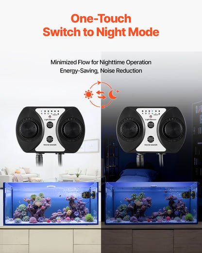 VEVOR Aquarium Wave Maker, 10W, 1057 GPH Quiet and Strong DC Powerhead, Adjustable Fish Tank Circulation Pump with Controller, Strong Magnetic Base, 360° Rotating Wavemaker, for Freshwater Saltwater - DKZQDSZZLJMNVJMXF001V1 - view 7