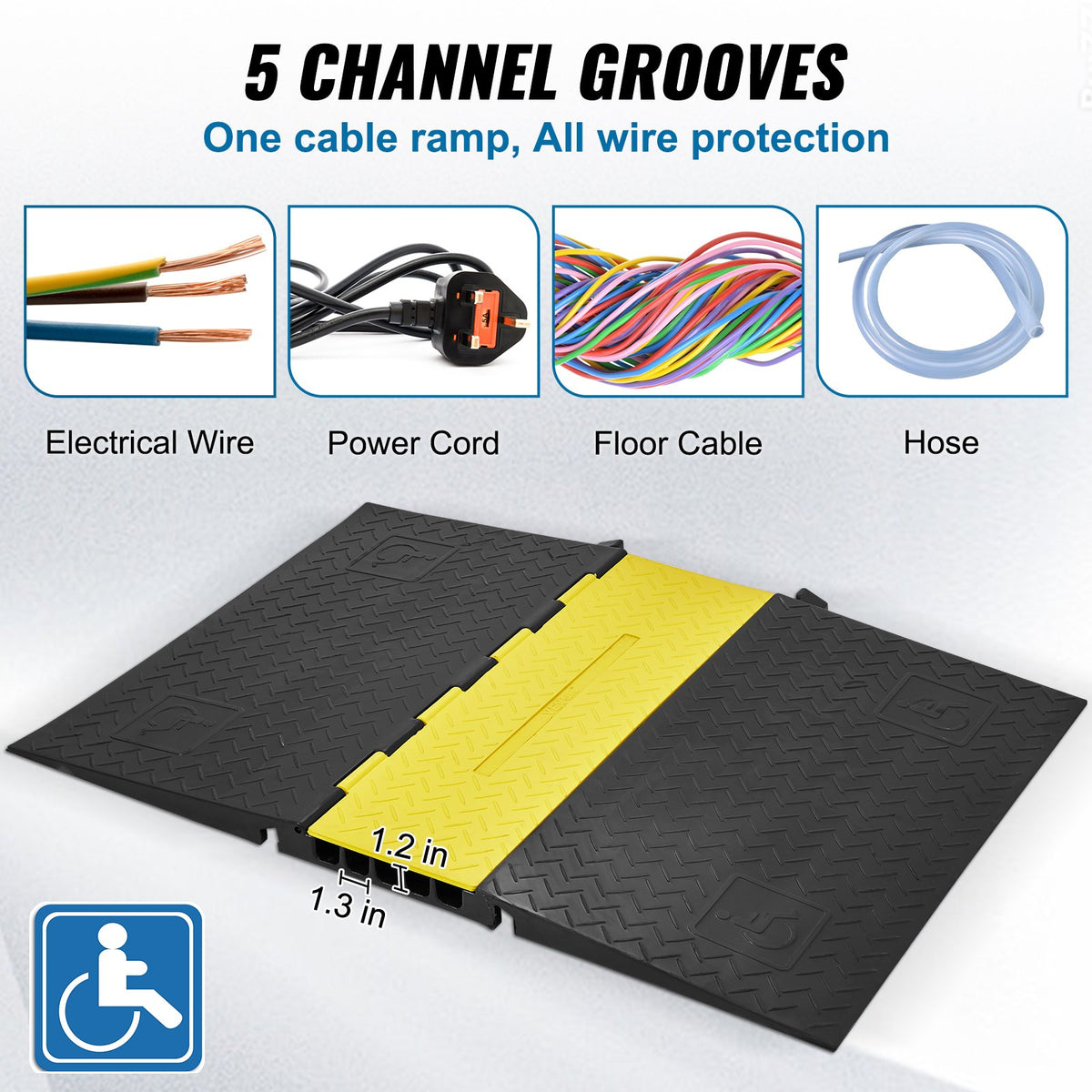 VEVOR Cable Protectors & Ramps - Select Your Configuration - DLADA15WH1212LBRZV0 - view 3