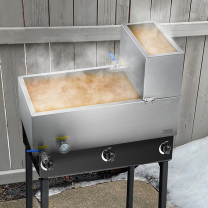 VEVOR Maple Syrup Evaporator Pan, 19.6 Gallon, 285 Cups of 8.8oz Maple Syrup, Flat Evaporator Pan with Thermometer, 2 Valves and 3 Heating Methods, 304 Stainless Steel Maple Syrup Pan for Home, Outdoor - DLCZFQ196JL0JM3FQV0 - view 9