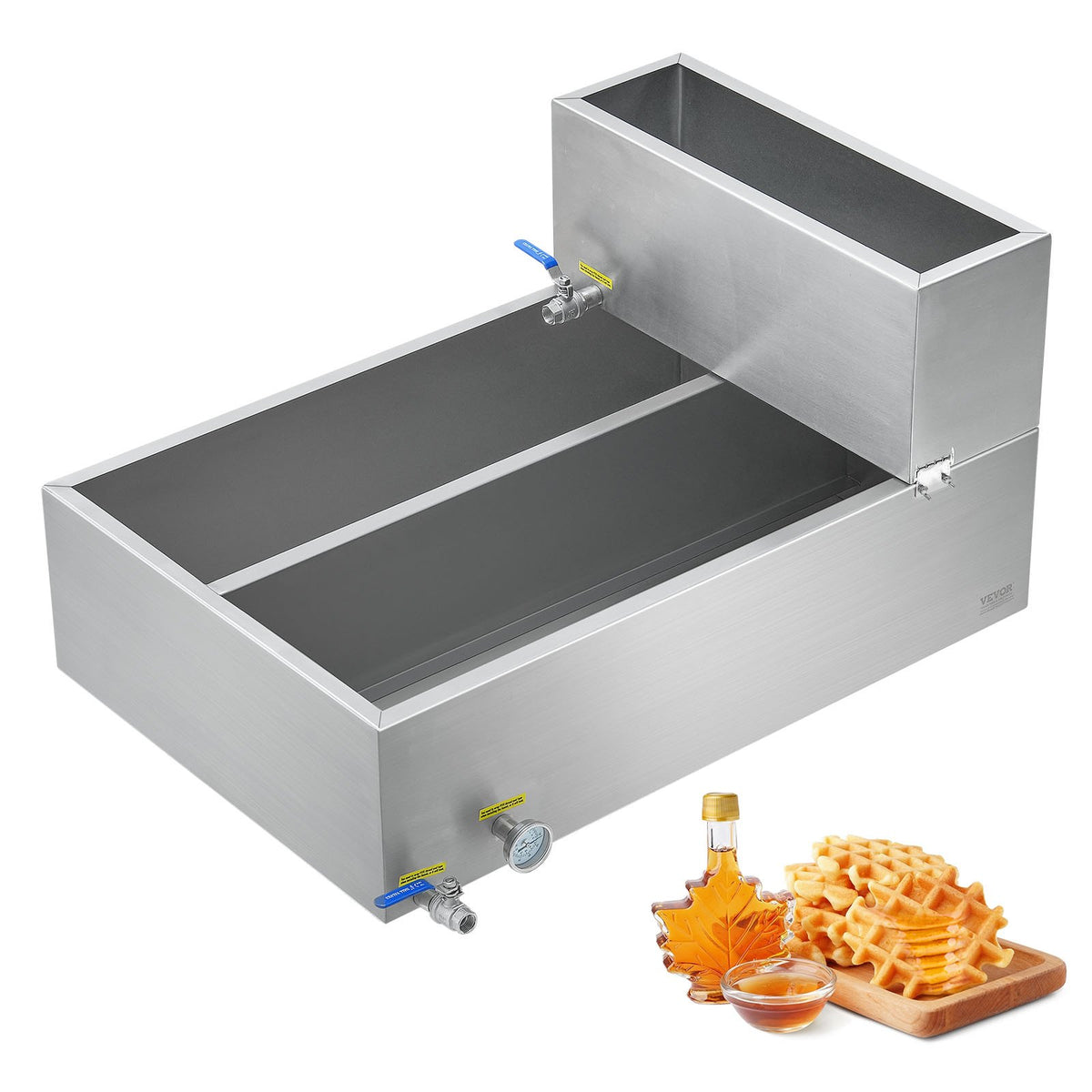 VEVOR Maple Syrup Evaporator Pan, 35 Gallon, 509 Cups of 8.8oz Maple Syrup, Flat Evaporator Pan with Thermometer, 2 Valves and 3 Heating Methods, 304 Stainless Steel Maple Syrup Pan for Home, Outdoor - DLCZFQ35JL00KCM7TV0 - view 1
