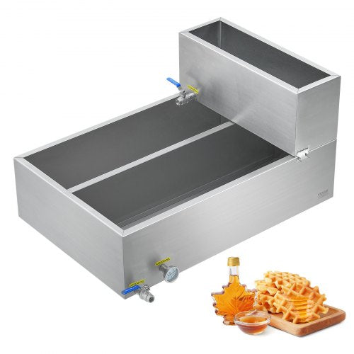 VEVOR Maple Syrup Evaporator Pan, 35 Gallon, 509 Cups of 8.8oz Maple Syrup, Flat Evaporator Pan with Thermometer, 2 Valves and 3 Heating Methods, 304 Stainless Steel Maple Syrup Pan for Home, Outdoor - DLCZFQ35JL00KCM7TV0 - view 2