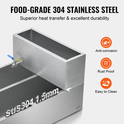 VEVOR Maple Syrup Evaporator Pan, 47 Gallon, 683 Cups of 8.8oz Maple Syrup, Flat Evaporator Pan with Thermometer, 2 Valves and 3 Heating Methods, 304 Stainless Steel Maple Syrup Pan for Home, Outdoor - DLCZFQ47JL00F8EDKV0 - view 4