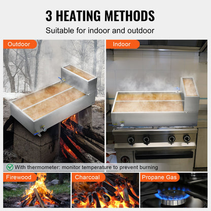 VEVOR Maple Syrup Evaporator Pan, 47 Gallon, 683 Cups of 8.8oz Maple Syrup, Flat Evaporator Pan with Thermometer, 2 Valves and 3 Heating Methods, 304 Stainless Steel Maple Syrup Pan for Home, Outdoor - DLCZFQ47JL00F8EDKV0 - view 6
