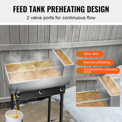 VEVOR Maple Syrup Evaporator Pan, 47 Gallon, 683 Cups of 8.8oz Maple Syrup, Flat Evaporator Pan with Thermometer, 2 Valves and 3 Heating Methods, 304 Stainless Steel Maple Syrup Pan for Home, Outdoor - DLCZFQ47JL00F8EDKV0 - view 7