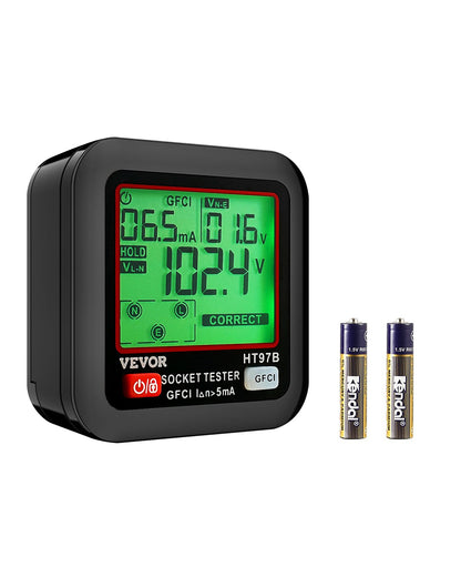 VEVOR Outlet Tester, Electrical GFCI Trip Tester, LCD Display Receptacle Detector for 7 Common Wiring Faults