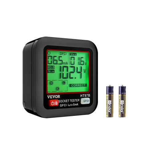 VEVOR Outlet Tester, Electrical GFCI Trip Tester, LCD Display Receptacle Detector for 7 Common Wiring Faults