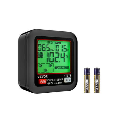 VEVOR Outlet Tester, Electrical GFCI Trip Tester, LCD Display Receptacle Detector for 7 Common Wiring Faults