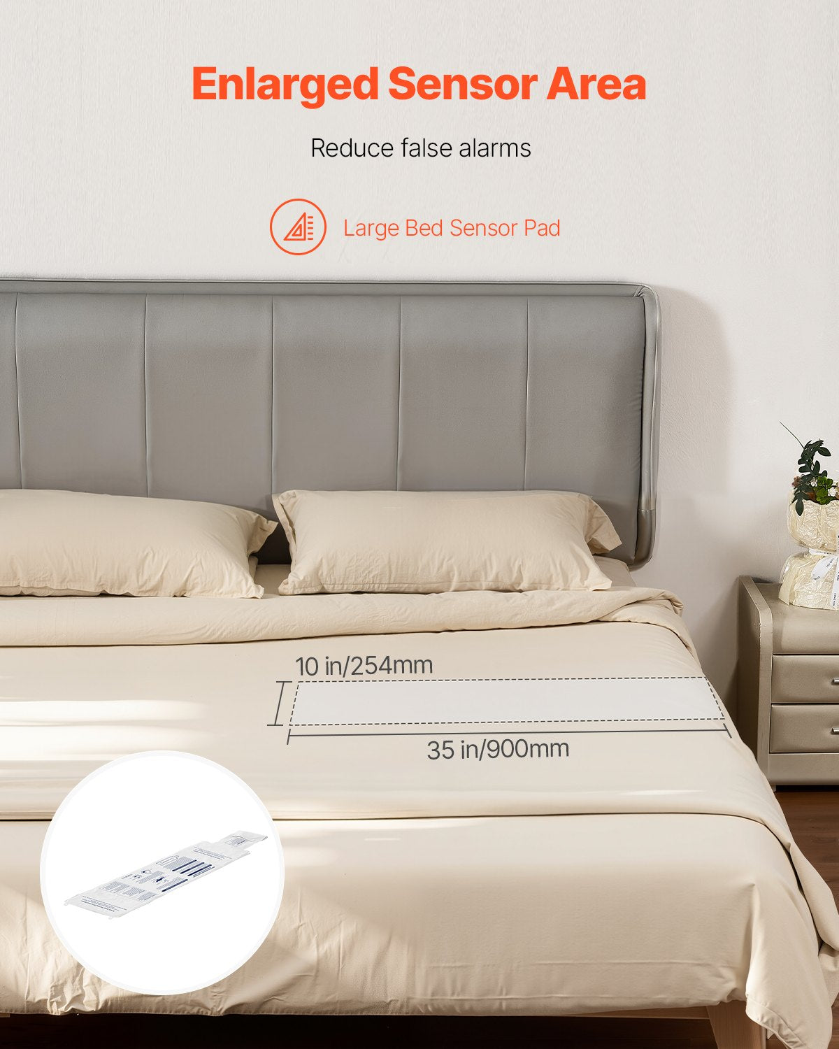 VEVOR Early Alert Bed Alarm System, Wireless Bed Sensor Pad with Call Button & Pager, Pre-Alert Safety Bed Alarms and Fall Prevention for Elderly, Dementia Patients, and Adults (10 x 35-inch) - DLFSDYLGYCDYV7UU3V9 - view 5