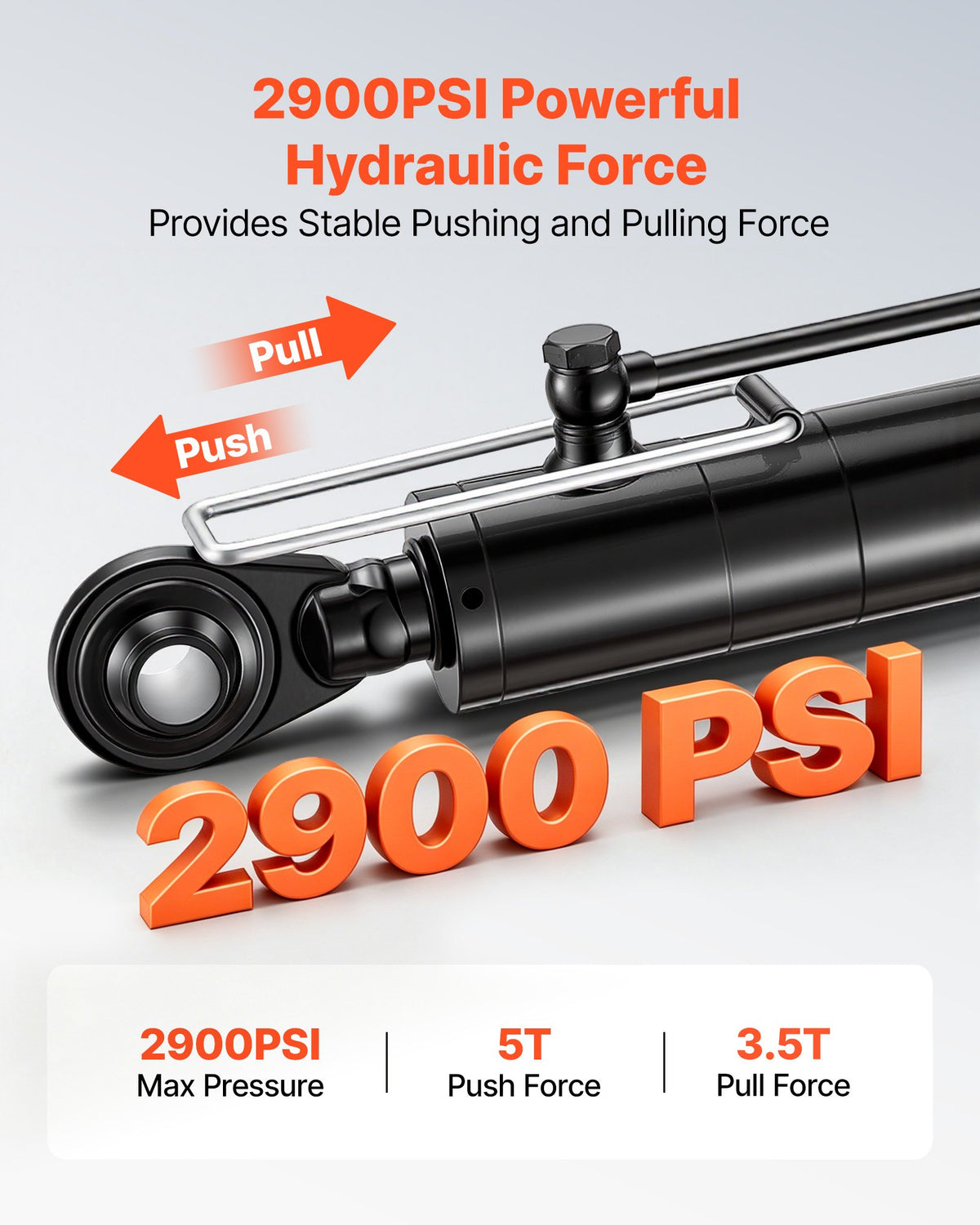 VEVOR Hydraulic Top Link Cat. 2-2 (11 in Stroke, 22-7/16 in to 33-7/16 in), Max 2900PSI Hydraulic Cylinder with 2 Hoses & G3/8" Check Valves for Tractors - DLGYYGL22383BCMN6001V0 - view 4