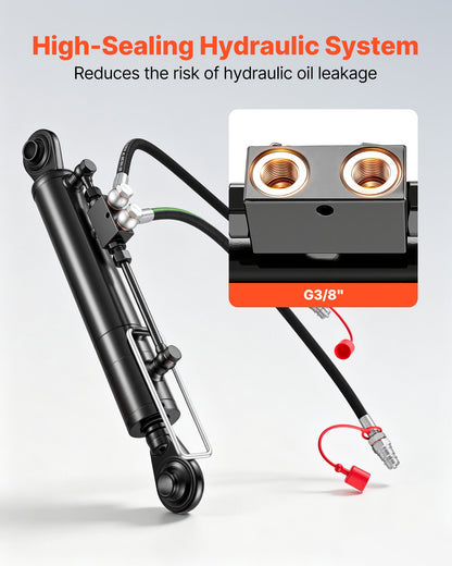 VEVOR Hydraulic Top Link Cat. 2-2 (11 in Stroke, 22-7/16 in to 33-7/16 in), Max 2900PSI Hydraulic Cylinder with 2 Hoses & G3/8" Check Valves for Tractors - DLGYYGL22383BCMN6001V0 - view 7