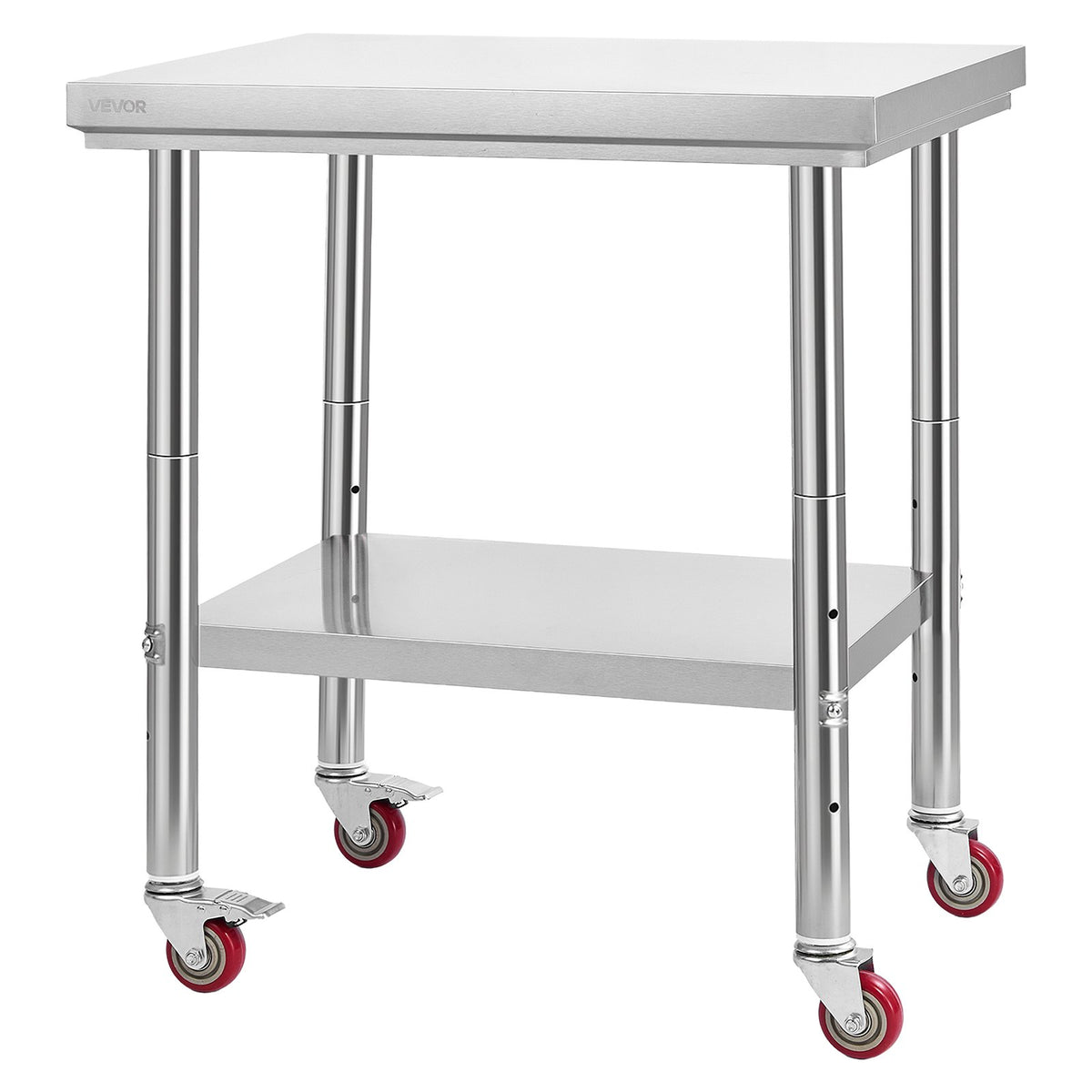 VEVOR Stainless Steel Table, 24 x 30 Inches Food Prep Worktable with Wheels, Kitchen Prep Table with Adjustable Undershelf Workstations for Commercial Kitchen, Restaurant, Hotel and Garage, Outdoor - DLGZT2CWDB248JRDY001V0 - view 10