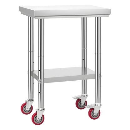VEVOR Stainless Steel Table, 24 x 18 Inches Food Prep Worktable with Wheels, Kitchen Prep Table with Adjustable Undershelf Workstations for Commercial Kitchen, Restaurant, Hotel and Garage, Outdoor - DLGZT2CWDB24K995G001V0 - view 10