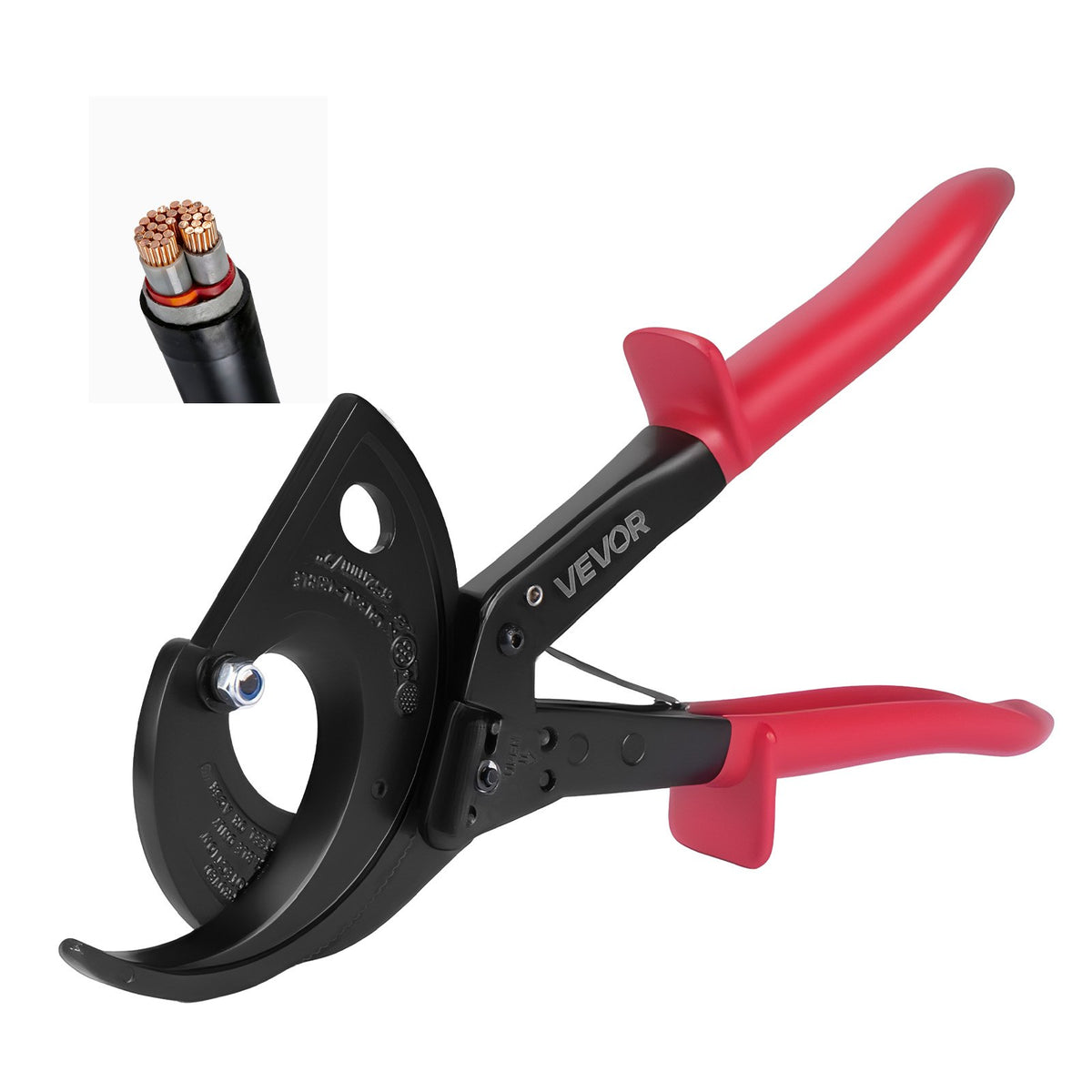 VEVOR Ratcheting Cable Cutter, Spring Steel Blades with Insulated Handles, Quick-Release Button, Heavy Duty Ratchet Cable Wire Cutter for Cutting Copper & Aluminum Cables Up to 800 MCM / 400 mm² - DLJD11INCHJLHM8JL001V0 - view 1