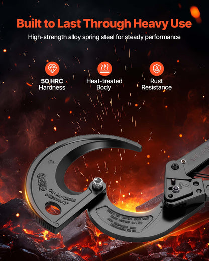 VEVOR Ratcheting Cable Cutter, Spring Steel Blades with Insulated Handles, Quick-Release Button, Heavy Duty Ratchet Cable Wire Cutter for Cutting Copper & Aluminum Cables Up to 800 MCM / 400 mm² - DLJD11INCHJLHM8JL001V0 - view 4