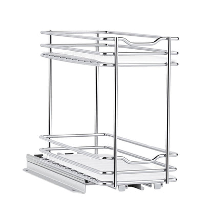 VEVOR Pull Out Spice Rack Organizer for Cabinet, 2 Tier Slide Out Spice Rack Organizer, Heavy Duty Metal Seasoning Kitchen Basket for Inside Cabinets & Pantry Closet, 4.33"W x 8.46"D x 10.43"H, Silver - DLJL10YC2CDGLXWR9001V0 - view 10