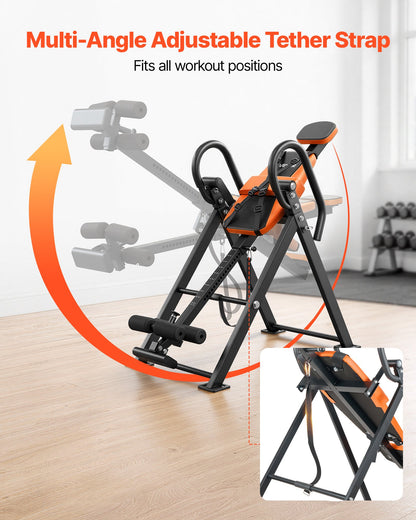 VEVOR Inversion Table, 300 lbs Capacity Heavy Duty Back Inverter Stretcher, Inverted Table with Dual-Roller Locking, Decompression Tables for Shoulders, Neck, Back, Multi-Angle Adjustable Tether Strap - DLJTSDPTKBPTPJ3LJ001V0 - view 7