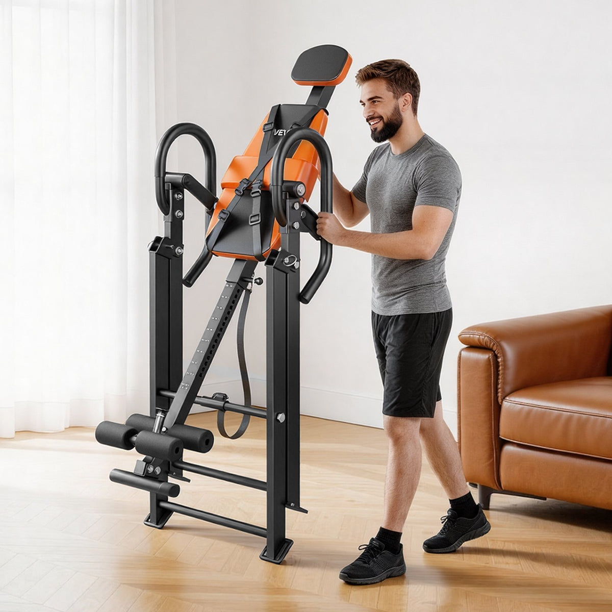 VEVOR Inversion Table, 300 lbs Capacity Heavy Duty Back Inverter Stretcher, Inverted Table with Dual-Roller Locking, Decompression Tables for Shoulders, Neck, Back, Multi-Angle Adjustable Tether Strap - DLJTSDPTKBPTPJ3LJ001V0 - view 9