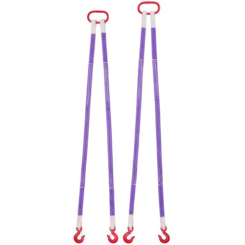 VEVOR Lifting Sling Straps, 2Pcs Two-Leg Polyester Bridle Sling with Hooks, 4400LB Capacity, 5Ft Heavy Duty Rigging Strap, Thickened & Wear-Resistant Webbing Slings for Engines Cranes Hoists Truck - DLKDGDLSZ5FTF45U2001V0 - view 2