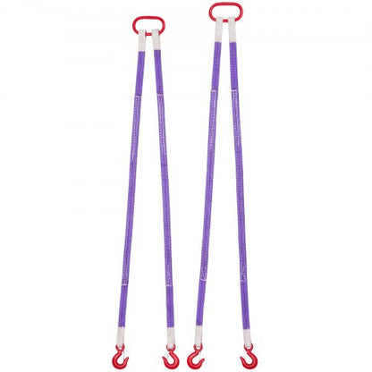 VEVOR Lifting Sling Straps, 2Pcs Two-Leg Polyester Bridle Sling with Hooks, 4400LB Capacity, 5Ft Heavy Duty Rigging Strap, Thickened & Wear-Resistant Webbing Slings for Engines Cranes Hoists Truck - DLKDGDLSZ5FTF45U2001V0 - view 2