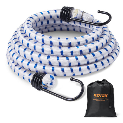 VEVOR 6 Piece Bungee Cords with A3 Steel Hooks, 72 Inch Heavy Duty Bungee Straps, 12 mm Elastic Bungee Ropes Set for Camping, Tarps, Motorcycle, Truck and Tent, White with Blue Stripes - DLKZDYXDGDGGU5P3EV0 - view 1