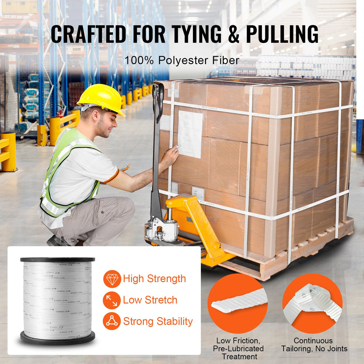 VEVOR Durable Polyester Pull Cord, Width 0.5" & Length 5249ft, Max Load 1250 lbf, Perfect for Organizing Cables, Packaging, Garden Work & Electrical Jobs - DLLDB1600M12U3163V0 - view 4