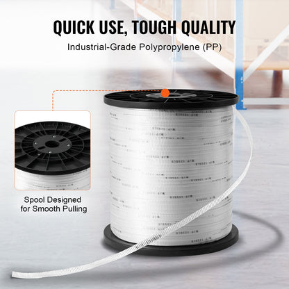 VEVOR Durable Polyester Pull Cord, Width 0.5" & Length 5249ft, Max Load 1250 lbf, Perfect for Organizing Cables, Packaging, Garden Work & Electrical Jobs - DLLDB1600M12U3163V0 - view 5