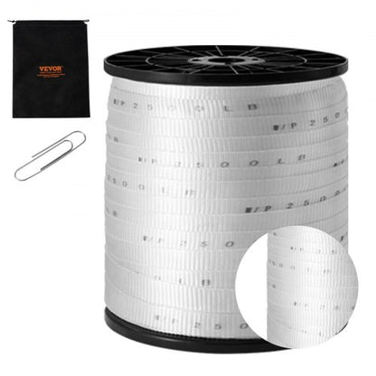 VEVOR Polyester Pull Tape, 3/4" x 528' Mule Tape Flat Rope, 2500 lbf Tensile Capacity, Printed Webbing Cable Pulling Tape for Packaging, Gardening, Commercial Electrical, Conduit Work, White - DLLDB161M19MP9PPZV0 - view 2