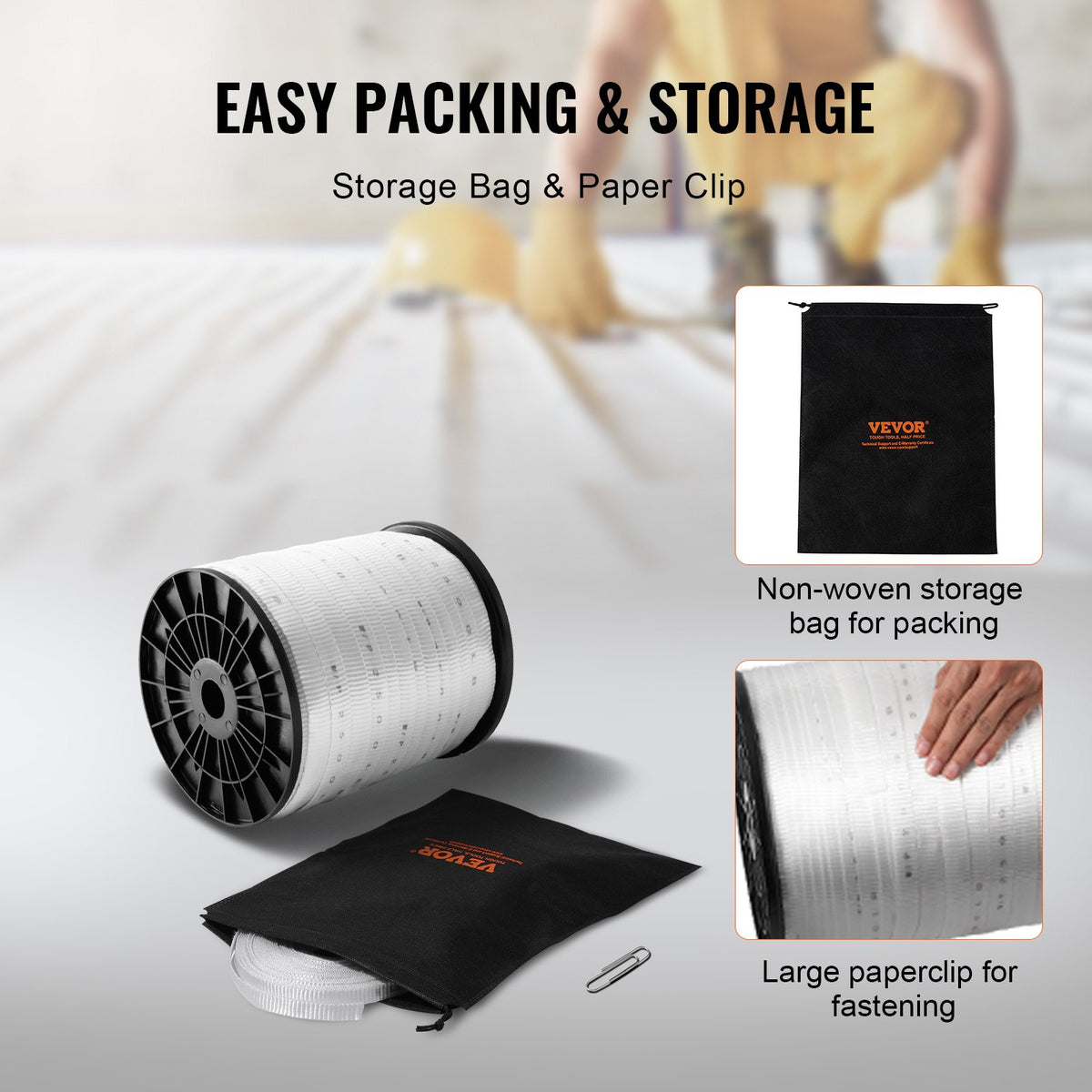 VEVOR Polyester Pull Tape, 3/4" x 528' Mule Tape Flat Rope, 2500 lbf Tensile Capacity, Printed Webbing Cable Pulling Tape for Packaging, Gardening, Commercial Electrical, Conduit Work, White - DLLDB161M19MP9PPZV0 - view 6