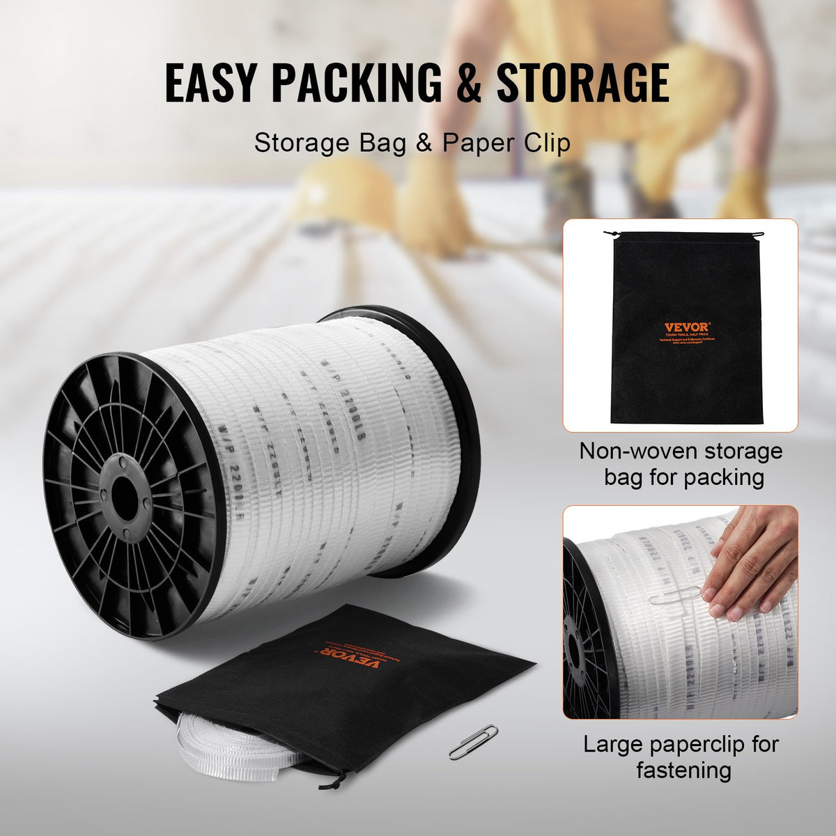 VEVOR Polyester Pull Tape, 5/8" x 630' Mule Tape Flat Rope, 2200 lbf Tensile Capacity, Printed Webbing Cable Pulling Tape for Packaging, Gardening, Commercial Electrical, Conduit Work, Whit - DLLDB192M159XEG3CV0 - view 6