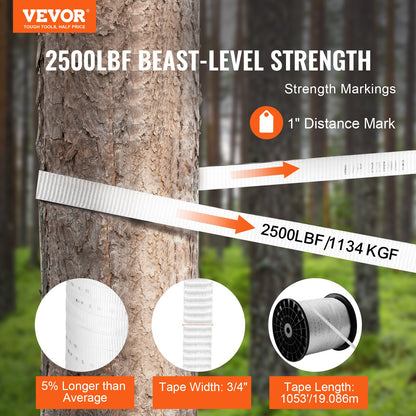 VEVOR Polyester Pull Tape, 3/4" x 1053' Mule Tape Flat Rope, 2500 lbf Tensile Capacity, Printed Webbing Cable Pulling Tape for Packaging, Gardening, Commercial Electrical, Conduit Work, White - DLLDB321M19MUS4A4V0 - view 3