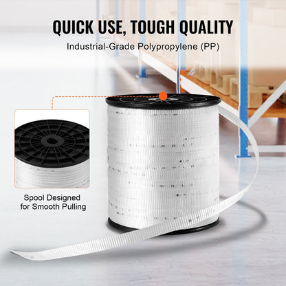 VEVOR Polyester Pull Tape, 3/4" x 1053' Mule Tape Flat Rope, 2500 lbf Tensile Capacity, Printed Webbing Cable Pulling Tape for Packaging, Gardening, Commercial Electrical, Conduit Work, White - DLLDB321M19MUS4A4V0 - view 5