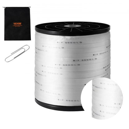 VEVOR Polyester Pull Tape, 1" x 2103' Mule Tape Flat Rope, 6000 lbf Tensile Capacity, Printed Webbing Cable Pulling Tape for Packaging, Gardening, Commercial Electrical, Conduit Work, White - DLLDB641M2546WOU0V0 - view 2
