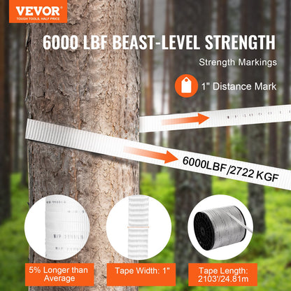 VEVOR Polyester Pull Tape, 1" x 2103' Mule Tape Flat Rope, 6000 lbf Tensile Capacity, Printed Webbing Cable Pulling Tape for Packaging, Gardening, Commercial Electrical, Conduit Work, White - DLLDB641M2546WOU0V0 - view 3