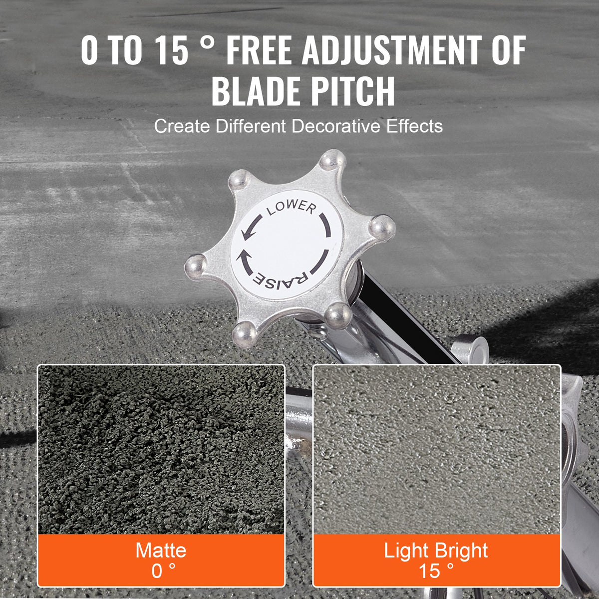 VEVOR Power Trowel, 46” Walk-Behind Cement Trowel with Float Pan, 14HP Gas-Powered Smooth Concrete Surface Finisher, Heavy Duty Commercial Screed Concrete Cement with Finishing Blade, Orange - DLMDJS46INCH8WP46V0 - view 5