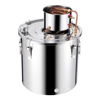 VEVOR Alcohol Still, 13.2 Gal / 50 L Stainless Steel Water Alcohol Distiller with Copper Coil, Home Brewing Refining Fermentation Kit with Thermometer & Pump, for Wine Whisky Brandy, Silver - DLNTZLQYS1327T38UV1 - view 10