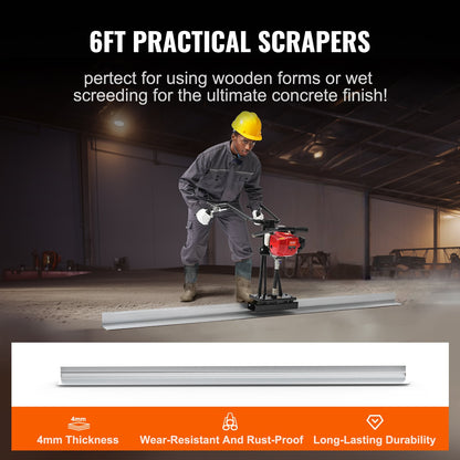 VEVOR Gas Concrete Power Screed, 6ft Aluminum Board Straight Edge Bar Set, 4 Stroke Cement Finishing Vibrating Motor with Height Adjustable Handles, High Efficient Concrete Tools 6500RPM - DLSHNTFZ135HW6BF8V0 - view 5