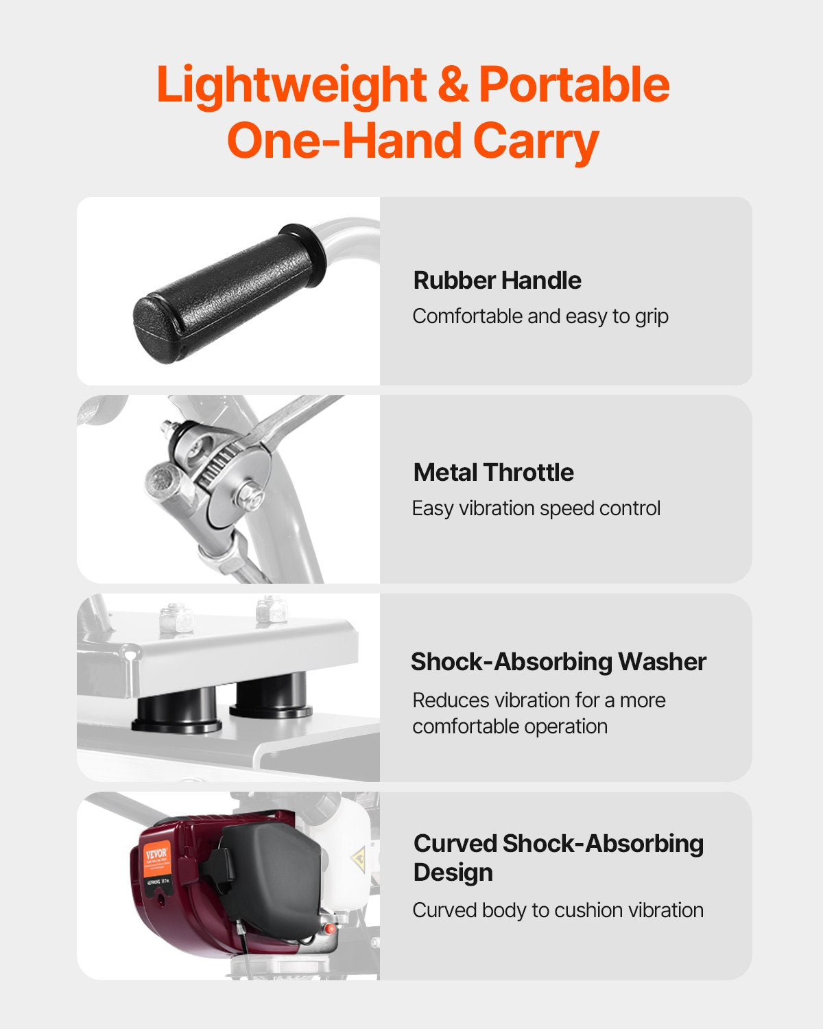 VEVOR Concrete Power Screed, 4 ft Aluminum Board Straight Edge Bar Set, 4 Stroke Cement Finishing Vibrating Motor with Height Adjustable Handles, High Efficient Concrete Tool 6500RPM - DLSHNTFZ4FTS3366S001V0 - view 6