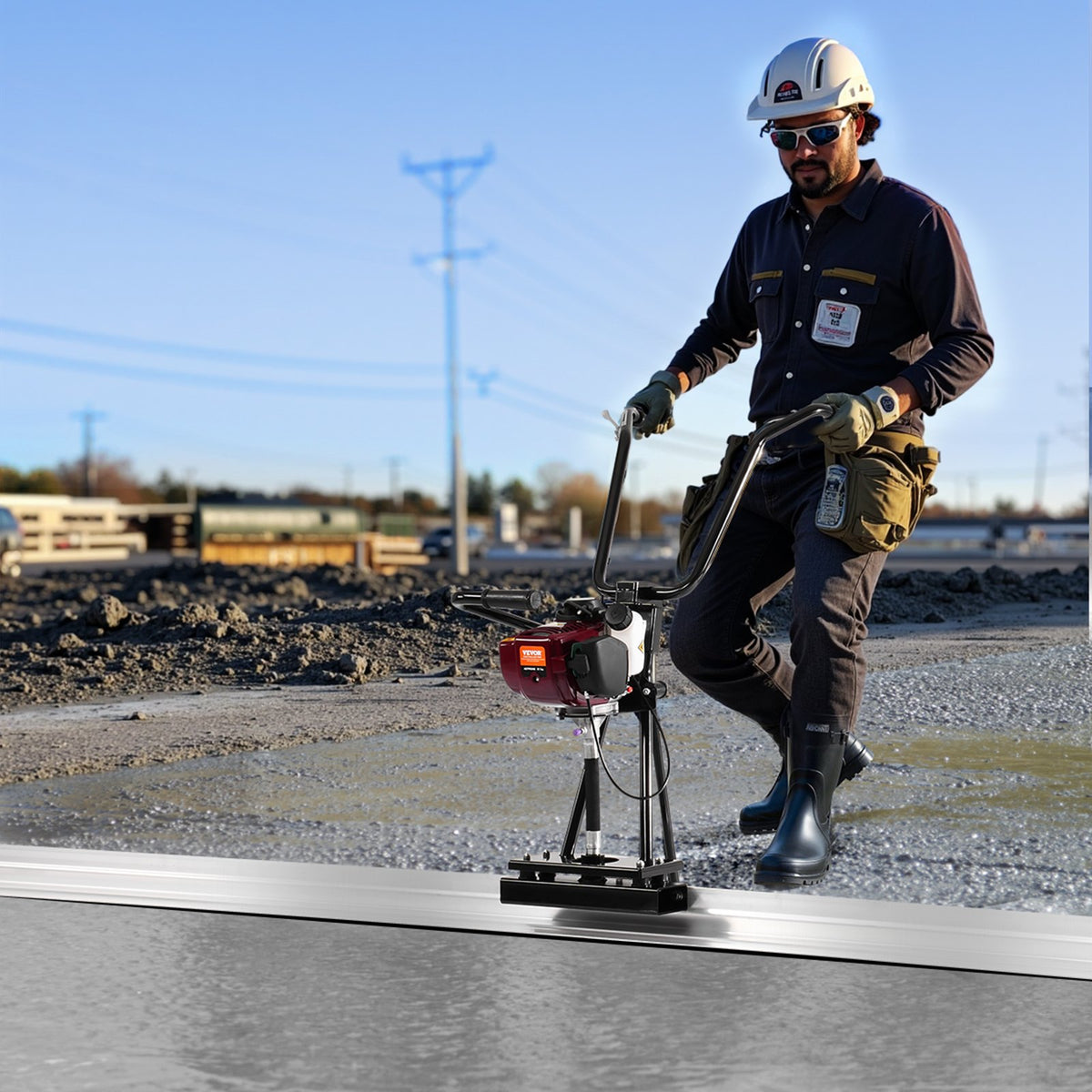 VEVOR Concrete Power Screed, 4 ft Aluminum Board Straight Edge Bar Set, 4 Stroke Cement Finishing Vibrating Motor with Height Adjustable Handles, High Efficient Concrete Tool 6500RPM - DLSHNTFZ4FTS3366S001V0 - view 9