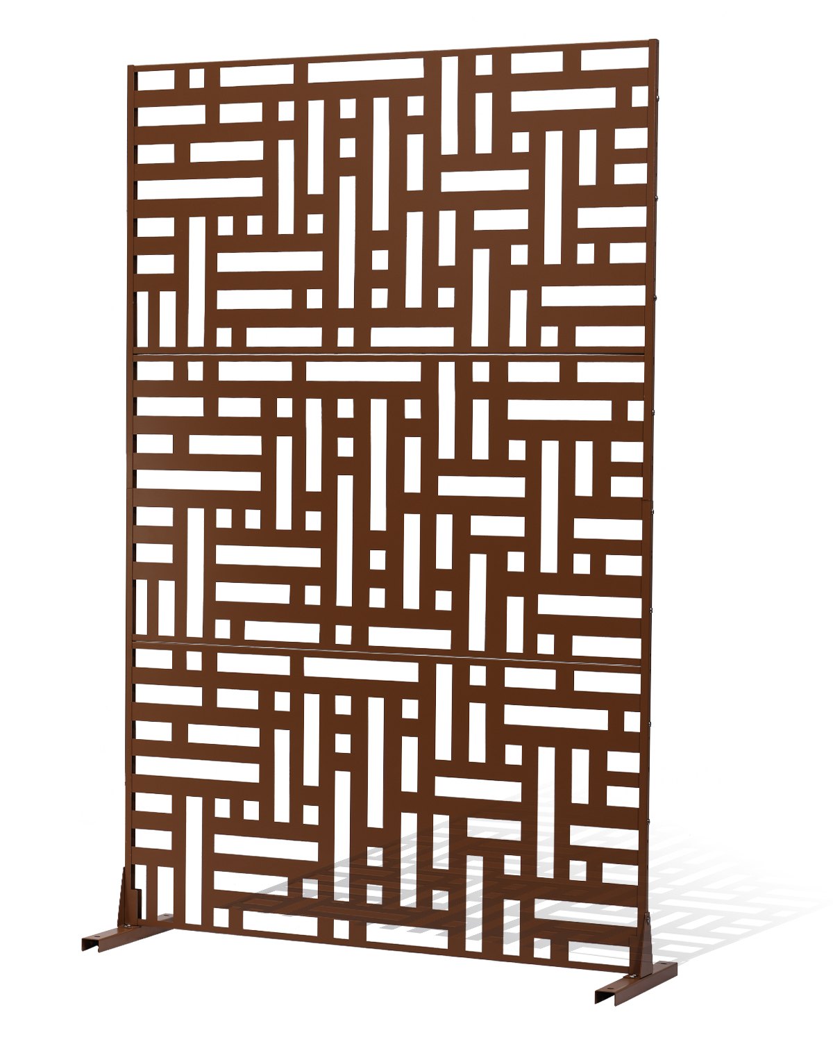 VEVOR Metal Privacy Screen, 36" W x 72" H, Outdoor Privacy Screens & Panels, Freestanding Outdoor Divider with Stand, 3-Panel Decorative Garden Steel Privacy Fence for Balcony Patio Indoor Room Brown - DLSHWYSPMJS3Y7EA1V0 - view 1