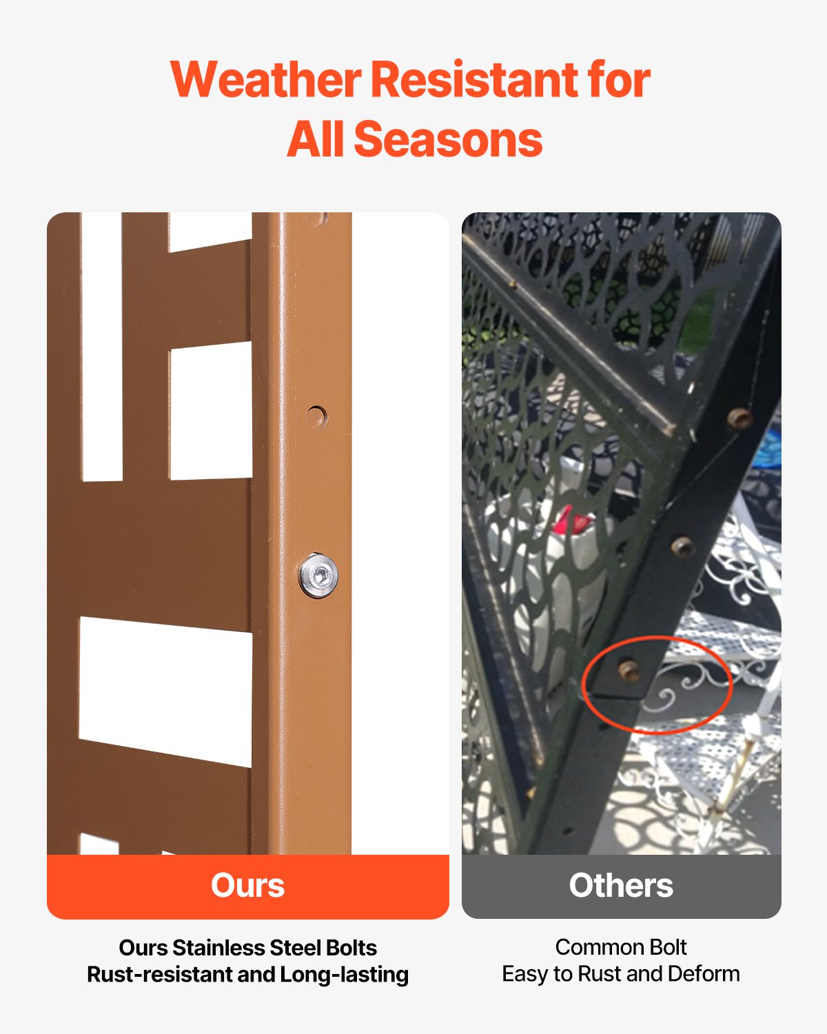 VEVOR Metal Privacy Screen, 36" W x 72" H, Outdoor Privacy Screens & Panels, Freestanding Outdoor Divider with Stand, 3-Panel Decorative Garden Steel Privacy Fence for Balcony Patio Indoor Room Brown - DLSHWYSPMJS3Y7EA1V0 - view 5