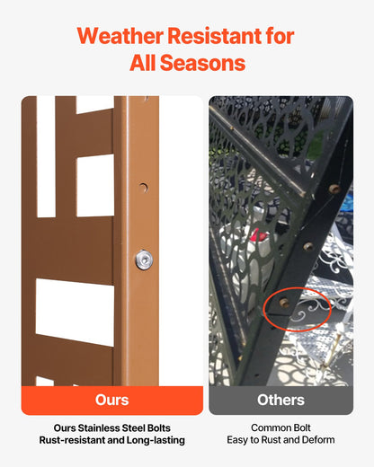 VEVOR Metal Privacy Screen, 36" W x 72" H, Outdoor Privacy Screens & Panels, Freestanding Outdoor Divider with Stand, 3-Panel Decorative Garden Steel Privacy Fence for Balcony Patio Indoor Room Brown - DLSHWYSPMJS3Y7EA1V0 - view 5