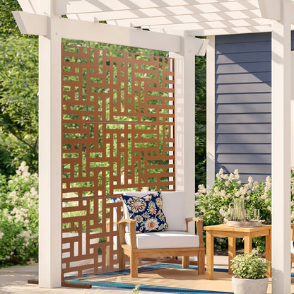 VEVOR Metal Privacy Screen, 36" W x 72" H, Outdoor Privacy Screens & Panels, Freestanding Outdoor Divider with Stand, 3-Panel Decorative Garden Steel Privacy Fence for Balcony Patio Indoor Room Brown - DLSHWYSPMJS3Y7EA1V0 - view 9