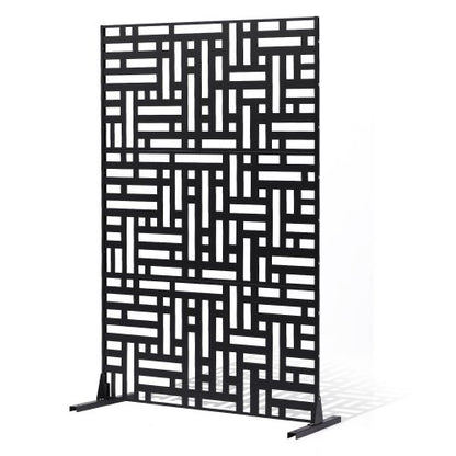 VEVOR Metal Privacy Screen, 47" W x 76" H, Outdoor Privacy Screens 3-Panel, Freestanding Outdoor Divider with Stand, Decorative Garden Steel Privacy Fence for Balcony Patio Indoor Room Hot Tub Black - DLSHWYSPMJS7CV2AZV0 - view 2