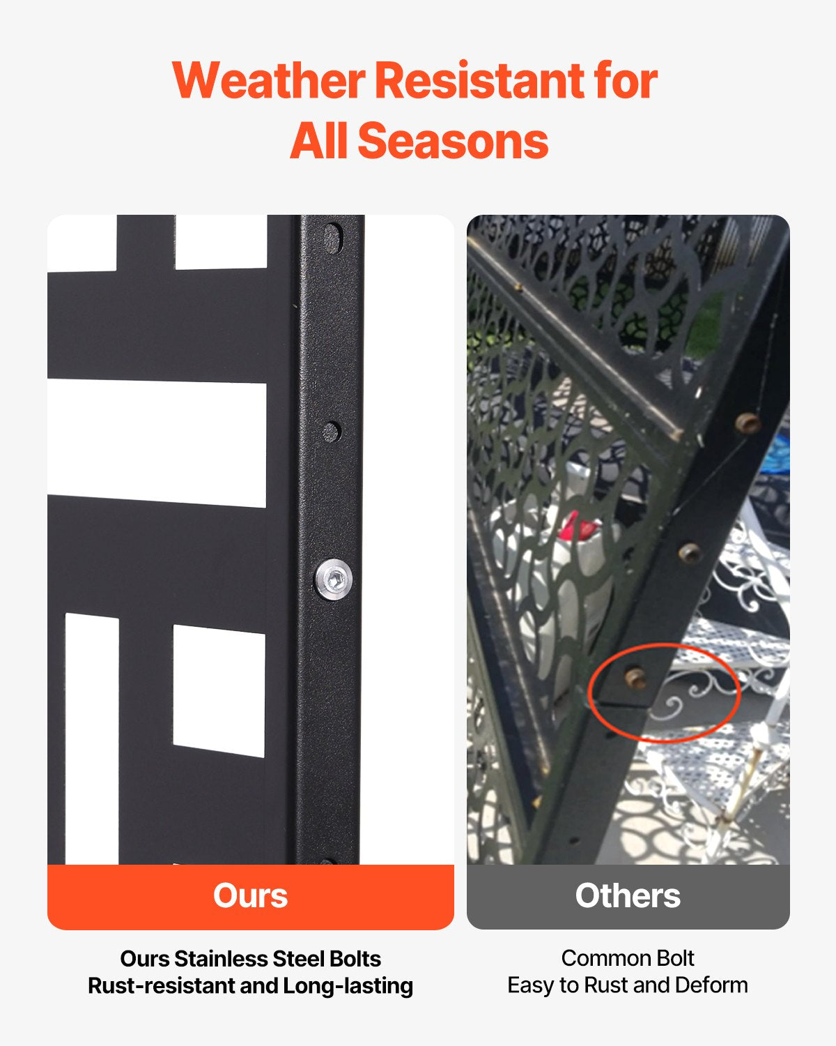 VEVOR Metal Privacy Screen, 47" W x 76" H, Outdoor Privacy Screens 3-Panel, Freestanding Outdoor Divider with Stand, Decorative Garden Steel Privacy Fence for Balcony Patio Indoor Room Hot Tub Black - DLSHWYSPMJS7CV2AZV0 - view 5