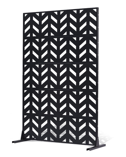 VEVOR Metal Privacy Screen, 47" W x 72" H, Outdoor Privacy Screens 5-Panel, Freestanding Outdoor Divider with Stand, Decorative Garden Steel Privacy Fence for Balcony Patio Indoor Room Black - DLSHWYSPMJS7IMXJNV0 - view 1