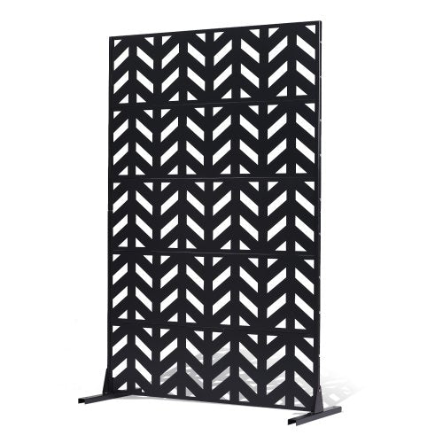 VEVOR Metal Privacy Screen, 47" W x 72" H, Outdoor Privacy Screens 5-Panel, Freestanding Outdoor Divider with Stand, Decorative Garden Steel Privacy Fence for Balcony Patio Indoor Room Black - DLSHWYSPMJS7IMXJNV0 - view 2