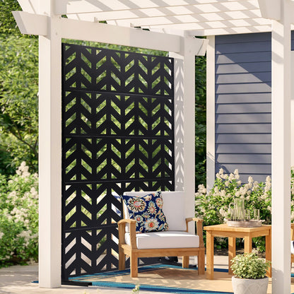 VEVOR Metal Privacy Screen, 47" W x 72" H, Outdoor Privacy Screens 5-Panel, Freestanding Outdoor Divider with Stand, Decorative Garden Steel Privacy Fence for Balcony Patio Indoor Room Black - DLSHWYSPMJS7IMXJNV0 - view 9